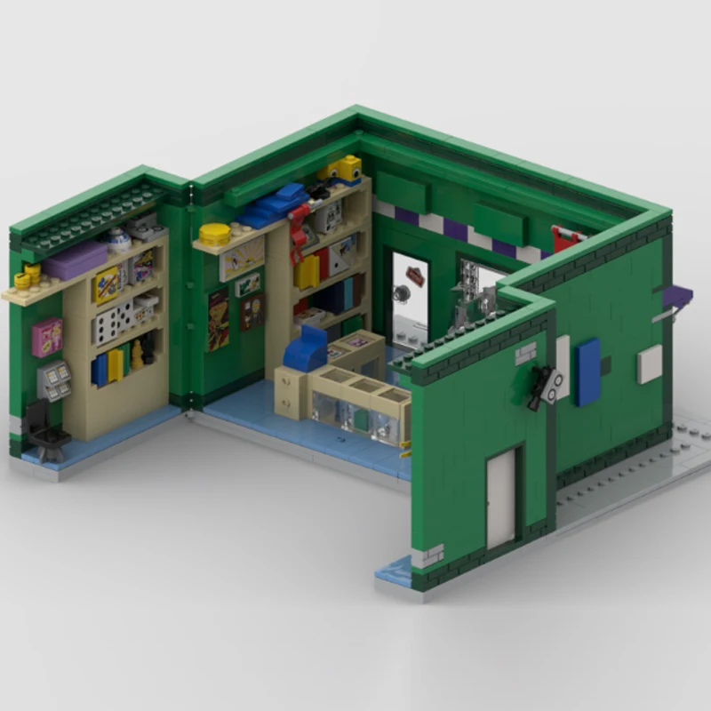 Popular Anime Model MOC Building Brick Springfield Baseball Card Shop Modular Technology Gift Holiday Assemble Children Toy Suit