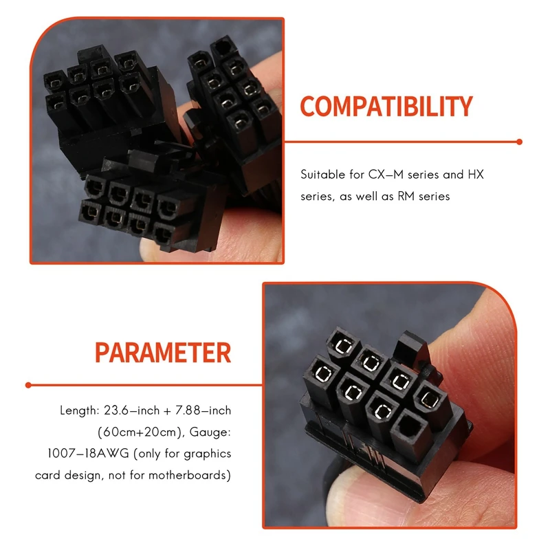 PCI Express 8Pin To Dual 6+2Pin Power Supply Cable Pcie 8 Pin 1 To 2 Spliter Cable For Corsair RM/HX/CX-M Series