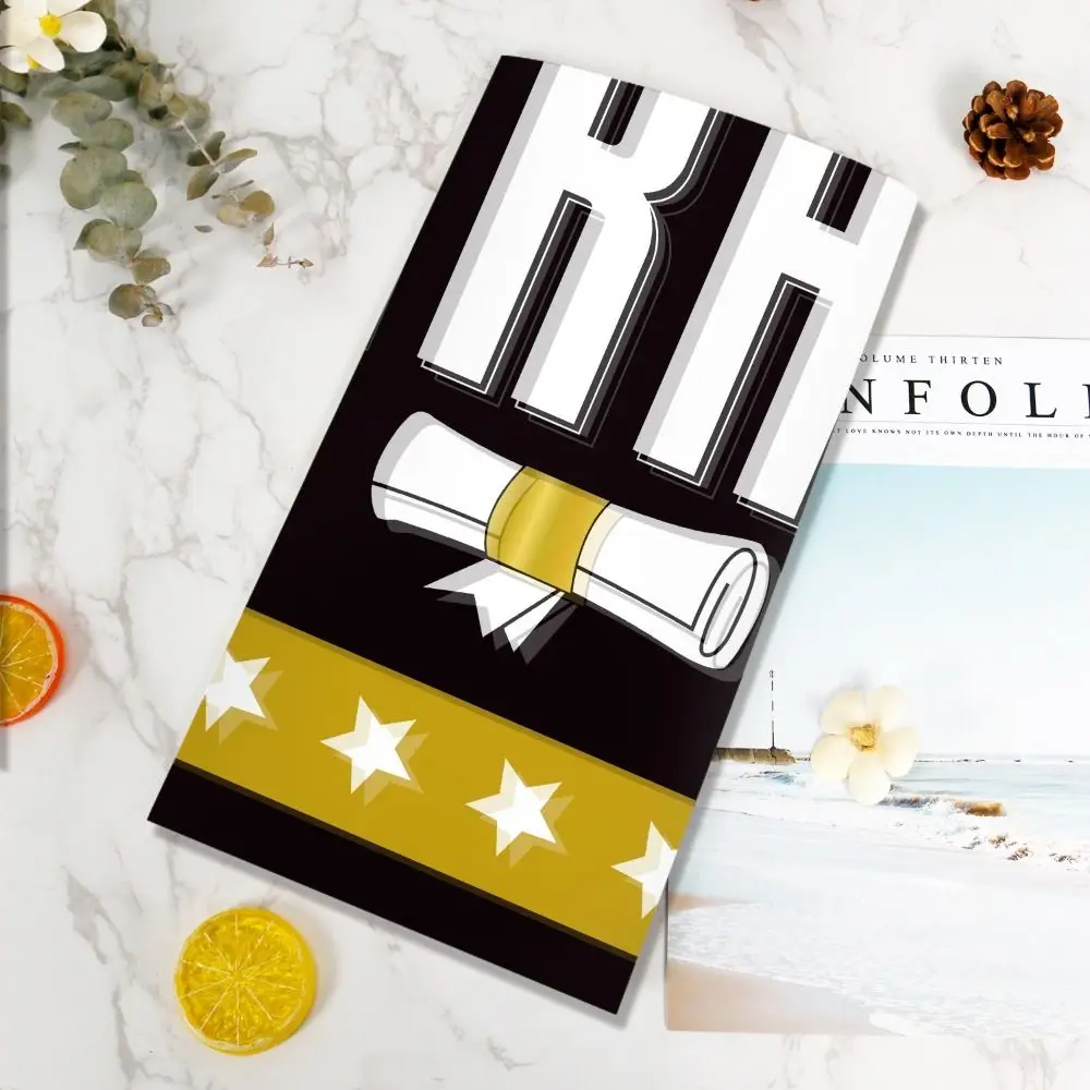 PE Material Graduation Tablecloth Wear-Resistant Stars Design Disposable Table Cover Diploma Pattern Graduation Cap Table Runner