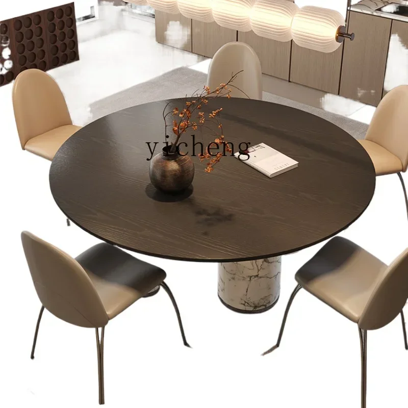 Rectangular Dining Tables and Chairs Set Minimalist Marble Dining Table Home Walnut Color