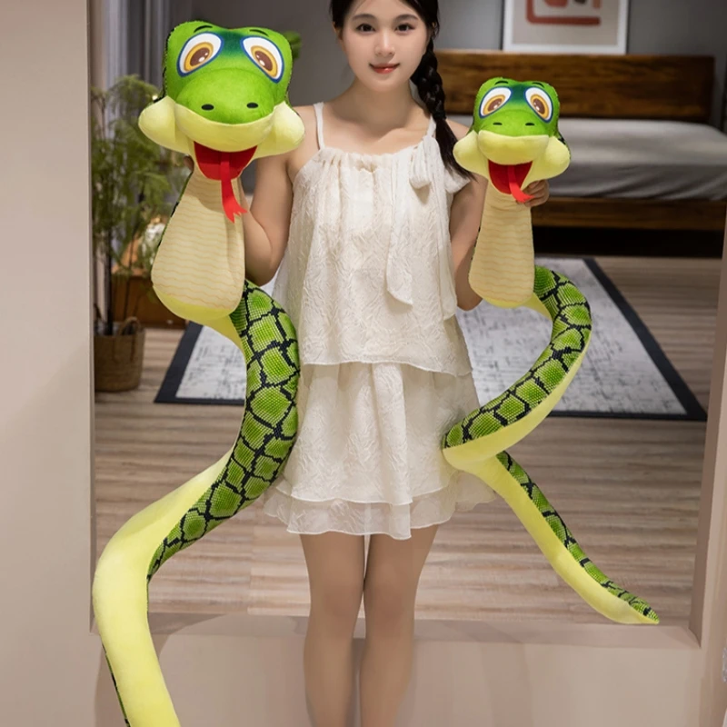 25-45cm Fun Cartoon Snake Plush Doll Pillow Super Soft Green Long Snake Reptile Plush Toy Home Decor Gift For Boys And Girls