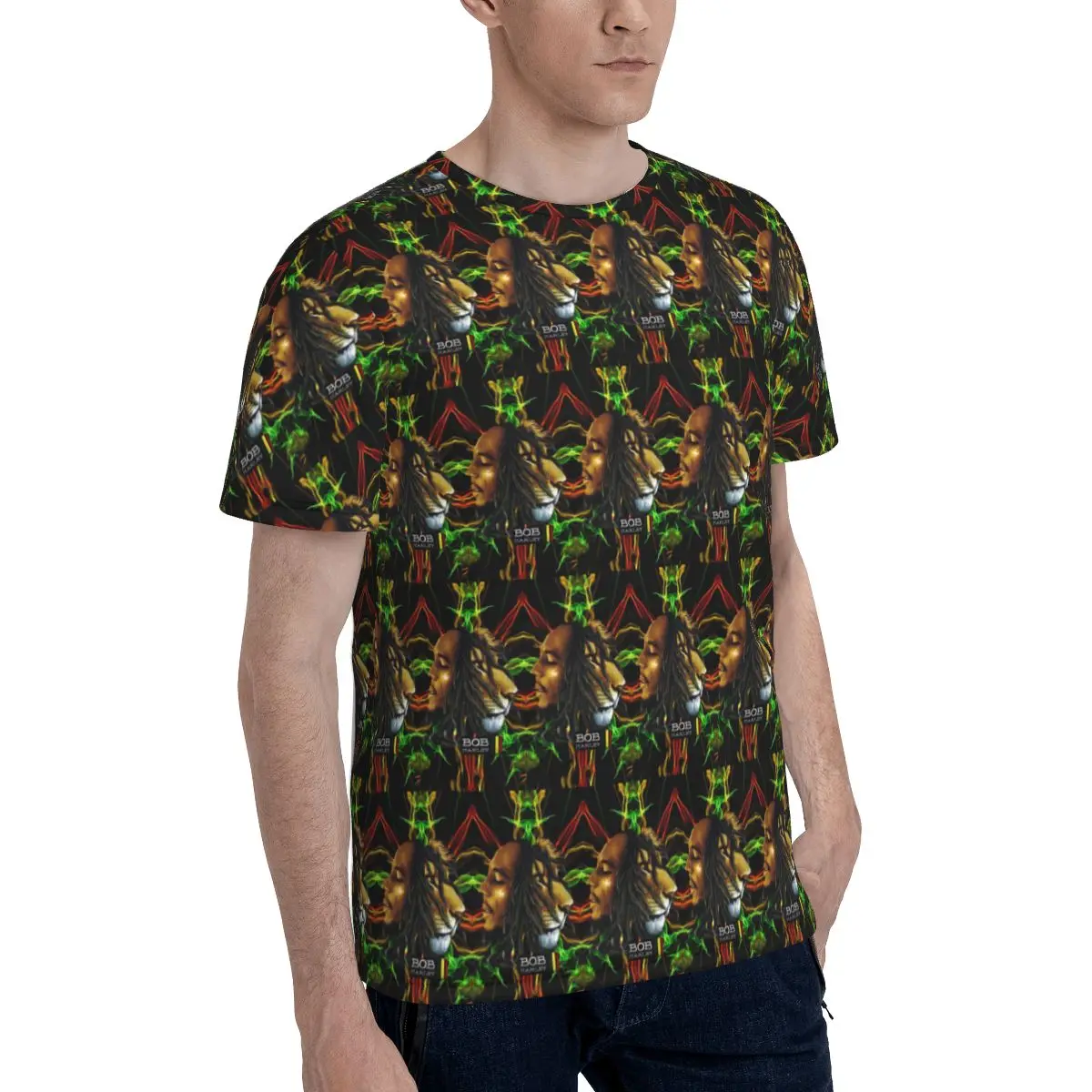 Jamaica Singer Reggae Rock Bob Marley T-Shirt for Men Cotton T Shirts Men's Short Sleeve Crew Neck Summer Clothes Tops