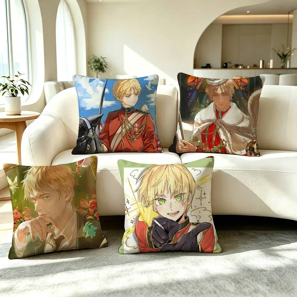 H-Hetalia Axis Powers England Anime  Pillow Case Square Double-Sided Sofa Cushion Cover Bedroom Bedside Pillow