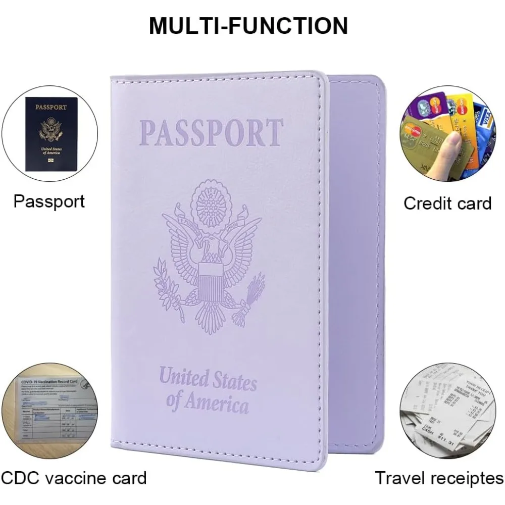 US Shipping Light Purple Passport Holder Cover for Women Men Travel Wallet Protector Case Airport Essentials Must Haves image 5