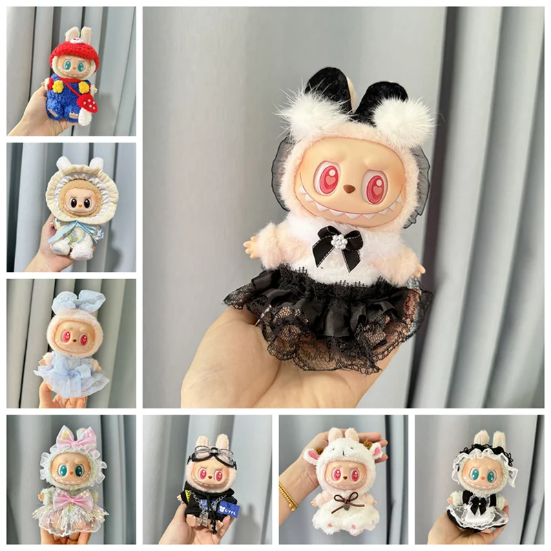 17cm Kawaii Mini Plush Doll'S Clothes Outfit Accessories For Korea Kpop Exo Labubu Idol Dolls sweater hat Clothing DIY Girl Gift