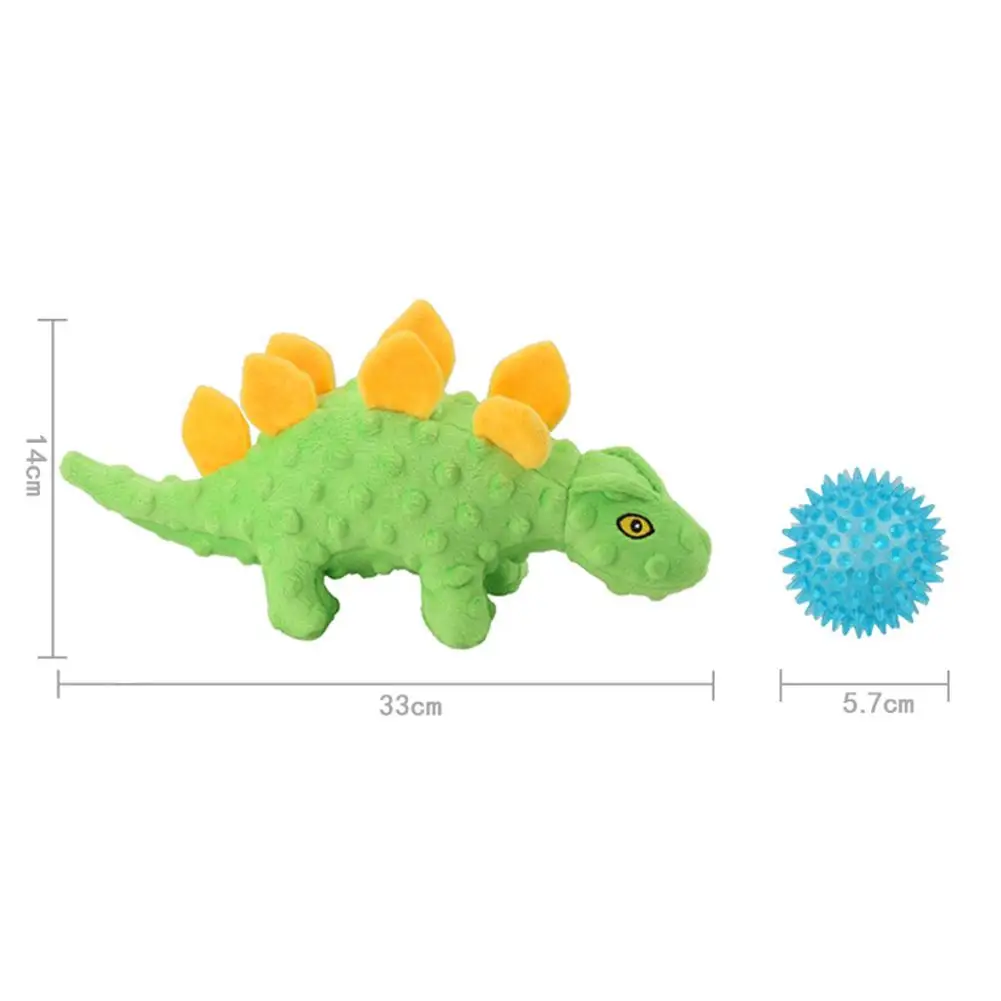 2-In-1ตุ๊กตาสัตว์เลี้ยงตุ๊กตา Stegosaurus Squeaky ของเล่นทำความสะอาดฟันกรามของเล่น Pet อุปกรณ์เสริมสำหรับบรรเทาความวิตกกังวล