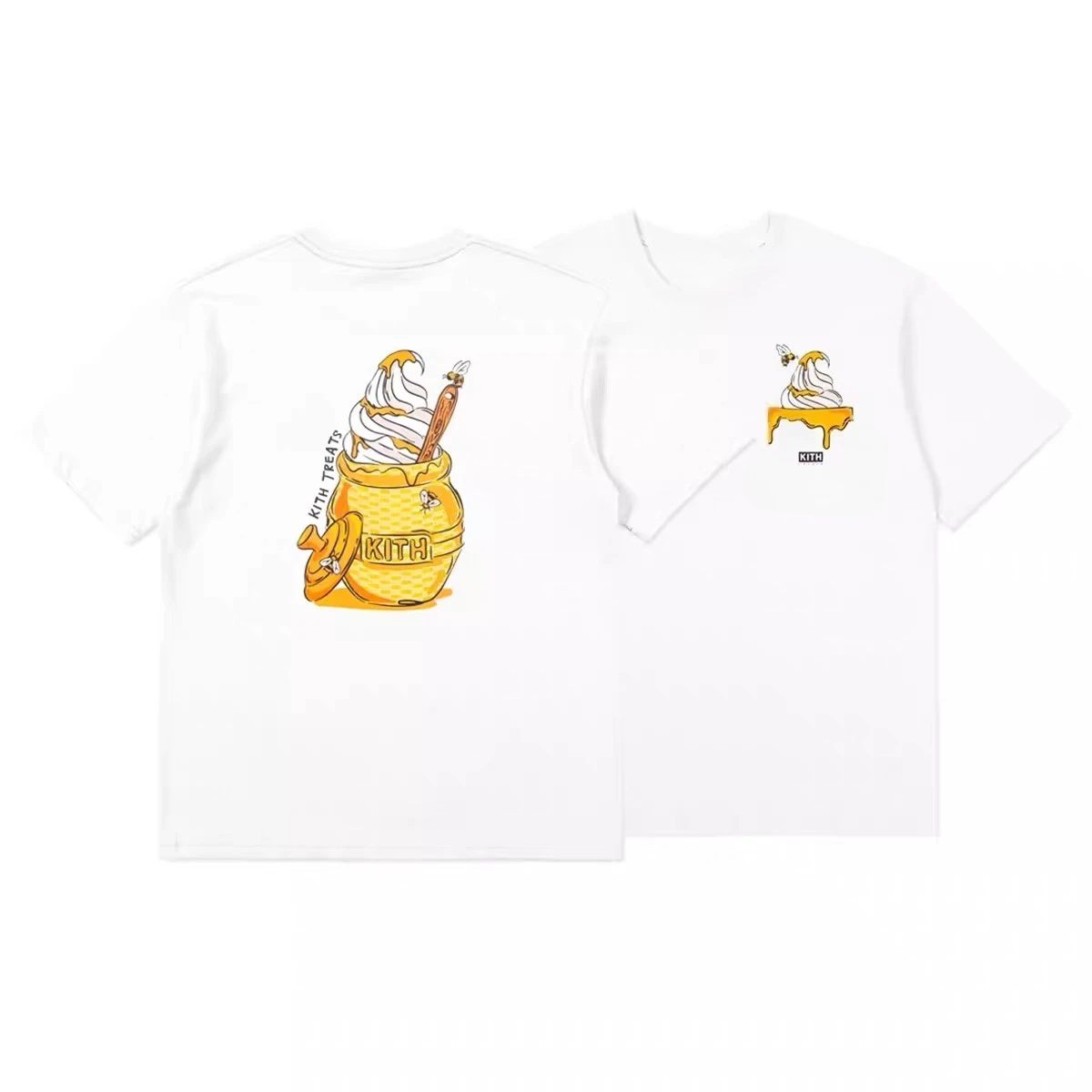 تي شيرت KITH TREATS Ice Cream Fries Honey بأكمام قصيرة من القطن الخالص لصيف 24SS