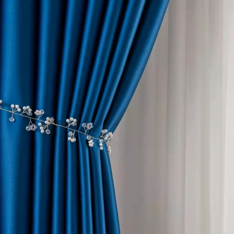 Affordable Luxury Satin Curtains for Bedroom Living Room Scandinavian-Style Solid-Color Minimalist Custom Size