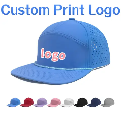 Customized Printed Logo Laser Punched Hip-Hop Hats Man's And Woman's Outdoor Casual Versatile Solid Color Baseball Cap With Rope