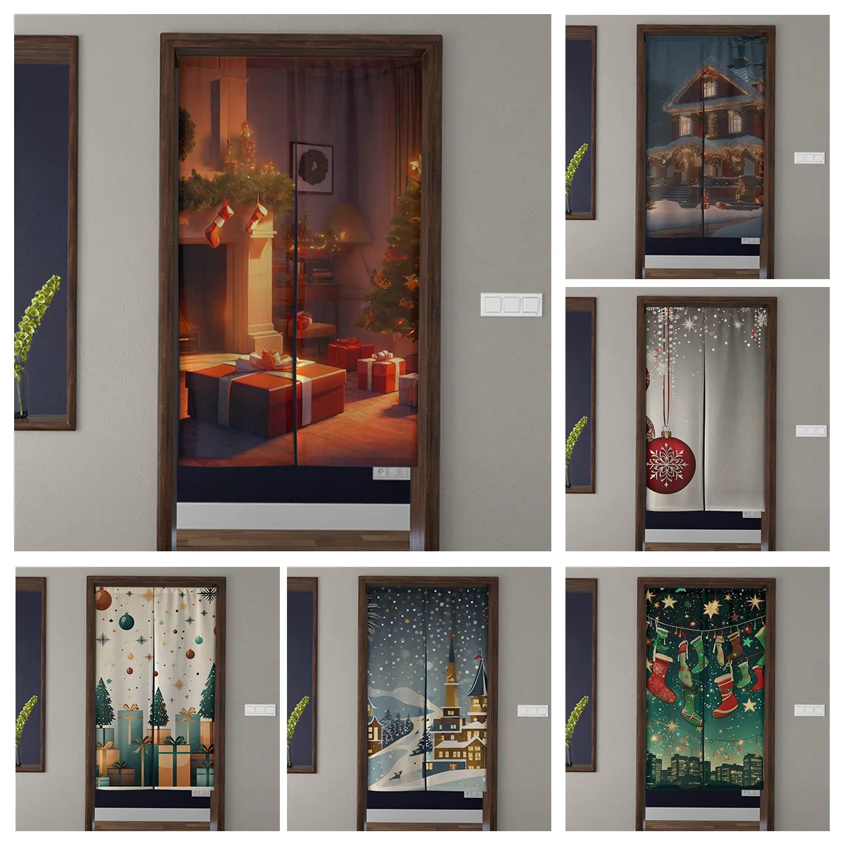 Door Curtain Noren Room Partition Privacy Protection Pendant Japanese Kitchen Decoration Household Multi Size Merry Christmas