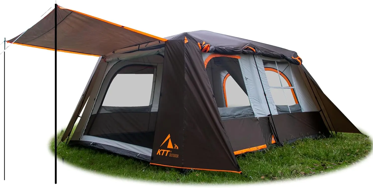 Large Tent 10-12 Person(A),Family Cabin Tents,2 Rooms,3 Doors and 3 Windows w