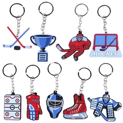 1PCS Sports DIY Keychain Hockey Player Skateboard And Hockey Club Pendant Men's Jewelry Car Keychain Hockey Fan Souvenir Gift