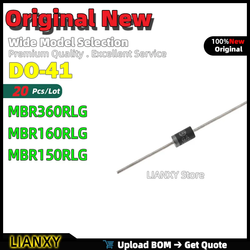 20pcs DO-41 MBR360RLG MBR160RLG MBR150RLG Schottky Diode New Original