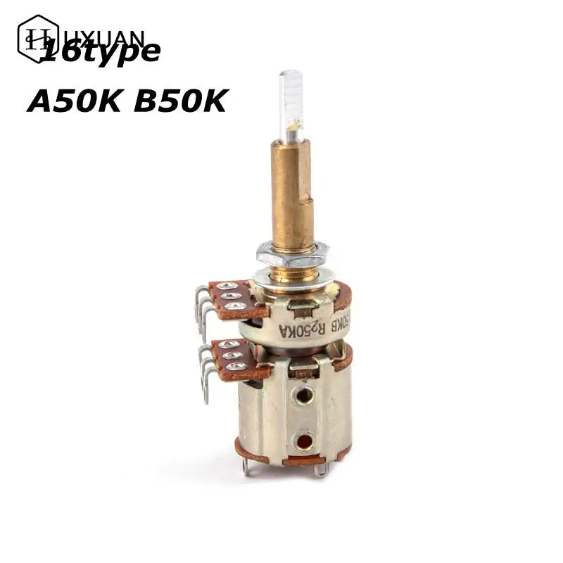 16 tipo potenciômetro dobro do eixo com interruptor a50k b50k comprimento do eixo 30mm