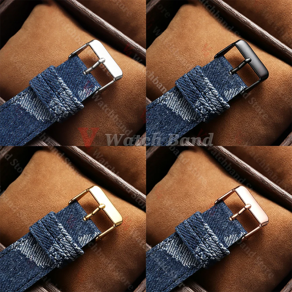 Denim Pattern Nylon Watch Band 20mm 22mm Bracelet for Casio Vintage Strap for Seiko for Omega Men Women Watchbands Accessories view 5