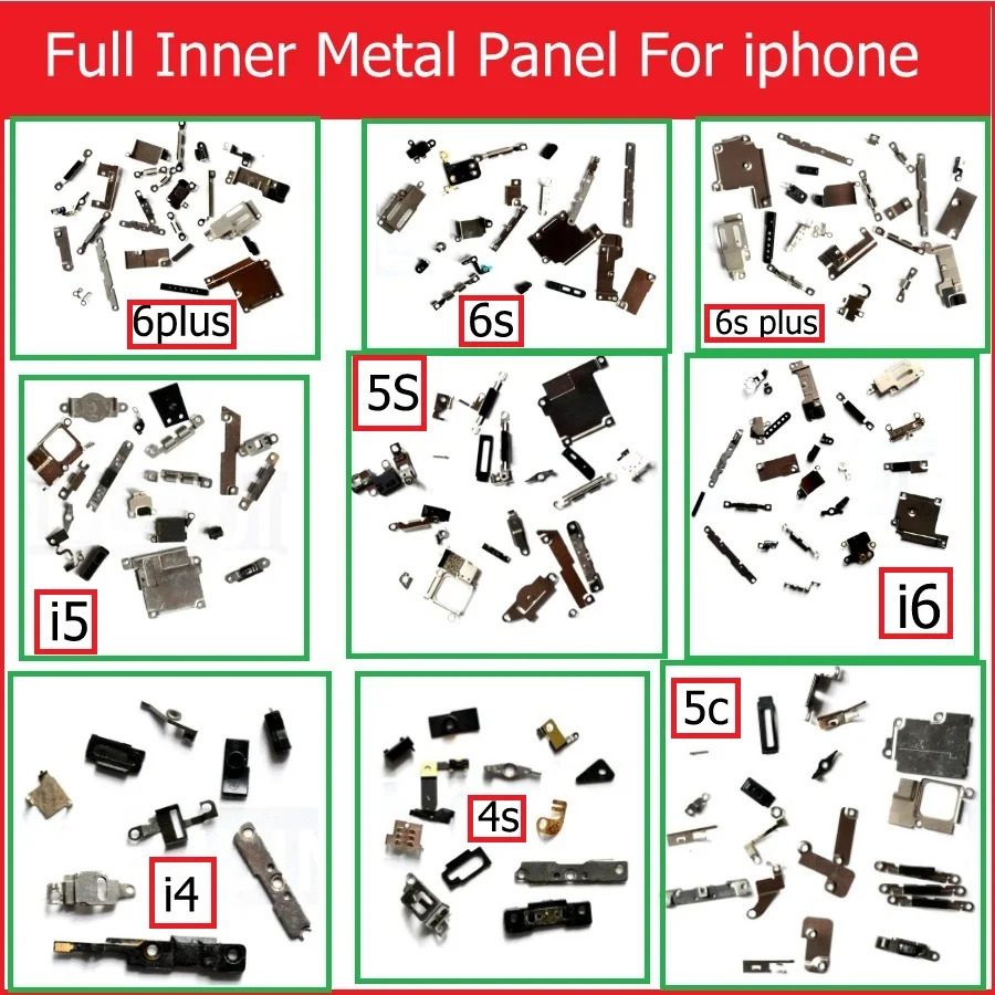 

Полный корпус внутренний Маленькие металлические железные детали для iPhone 4 4s 5 5c 5s 6 6s plus Маленький держатель кронштейн защитная пластина комплект деталей для телефона