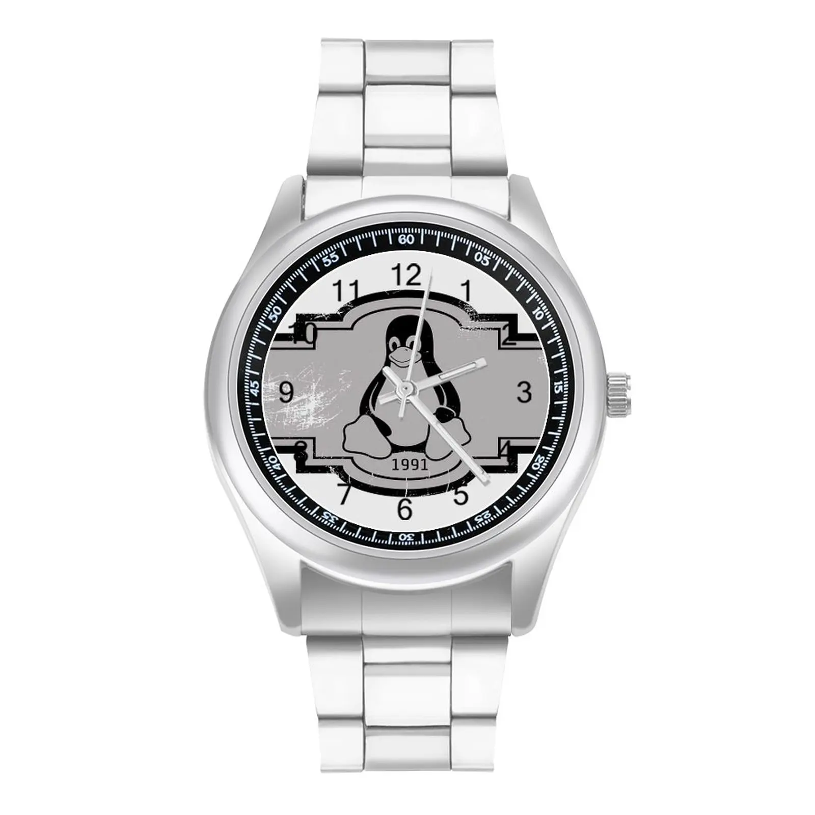 Linux Banner Quartz Watch Operating System Photo Elastic Wrist Watch Stainless Design Sports Man Wristwatch