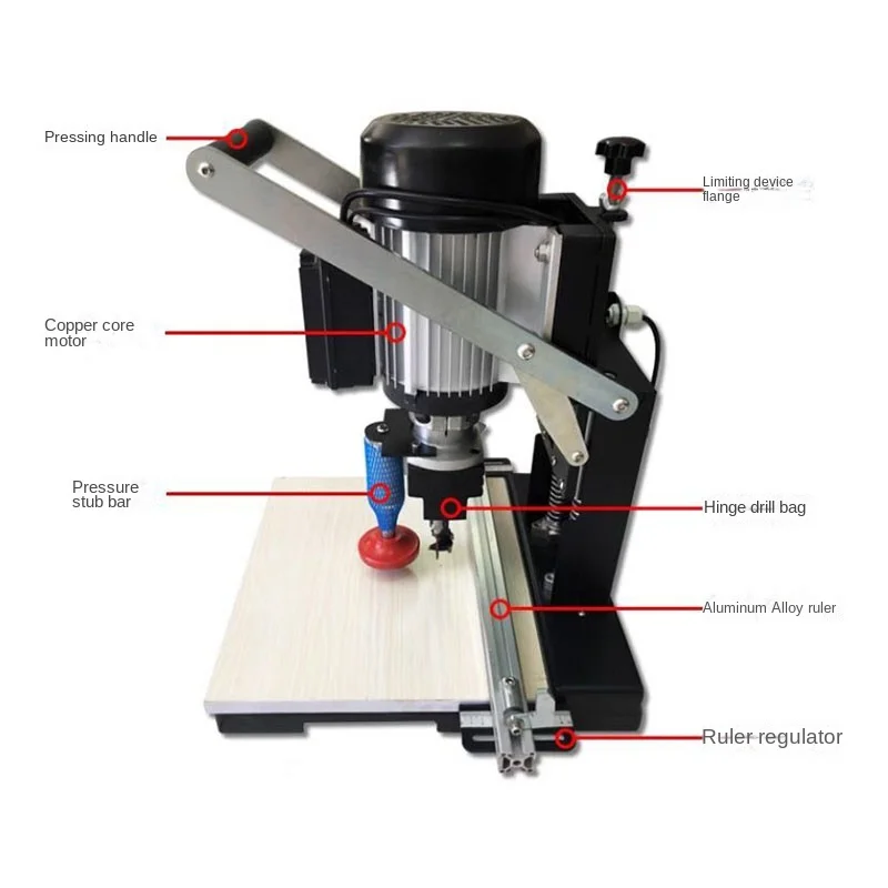 Taladro de bisagra para carpintería, máquina de corte portátil tres en uno CNC, multifunción, semiautomática, torno DIY, 1100W