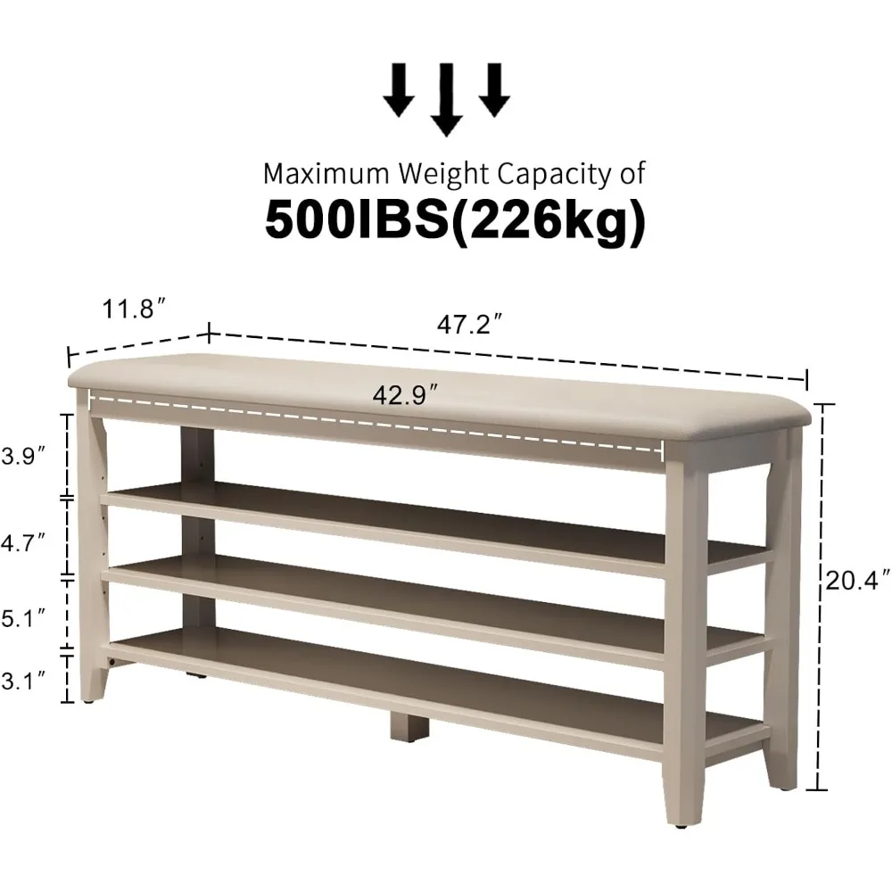 Organizer Shoe Rack Walnut Wood Entryway Bench for Hallway Mudroom 3 Tiers Shoe Storage Bench Height Adjustable Shoerack Cabinet