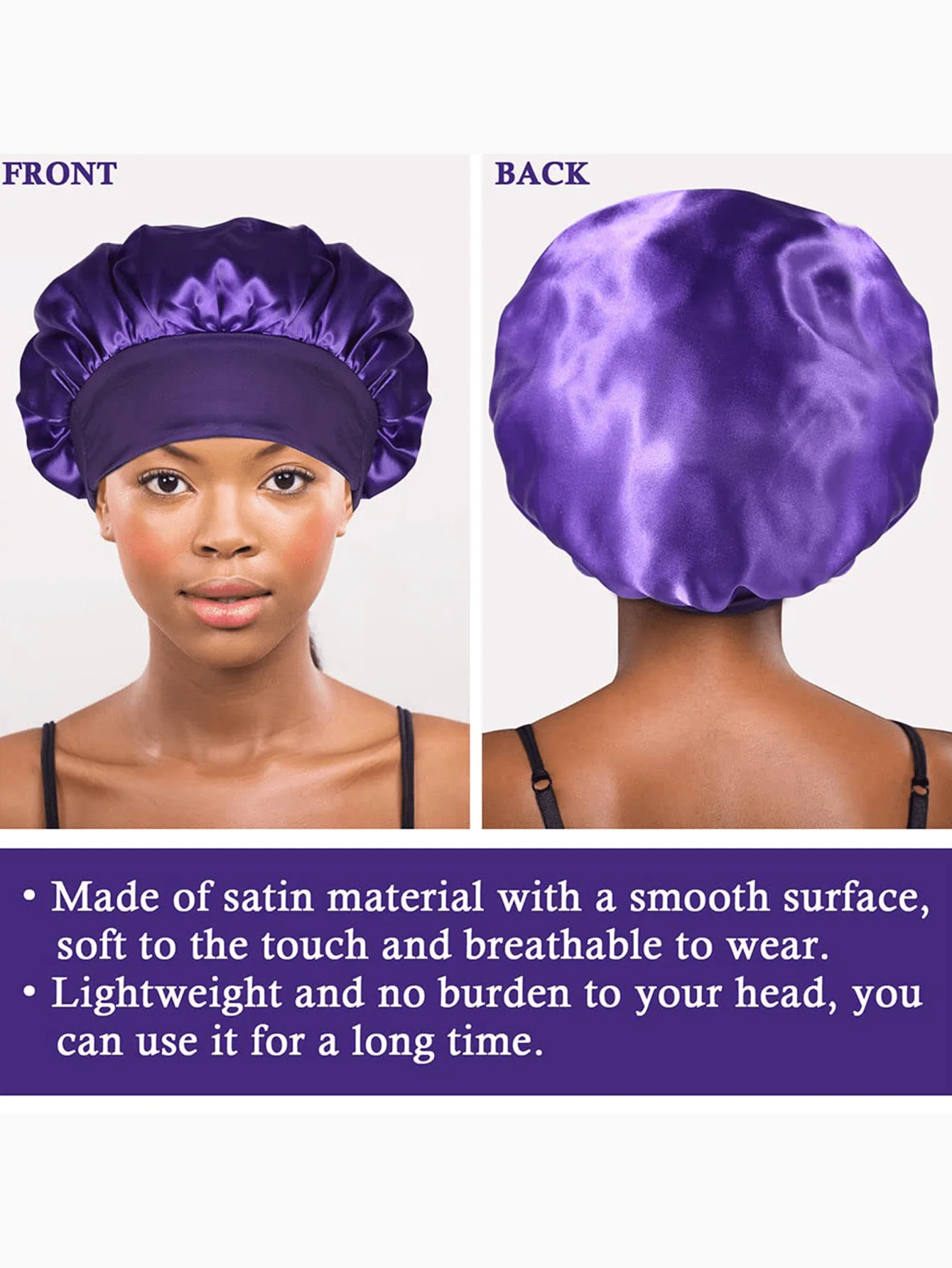 Boné de abas largas Stretch Tinted, Damas Shower Cap, Chapéu de quimioterapia, Cuidados de Beleza, 3Pcs