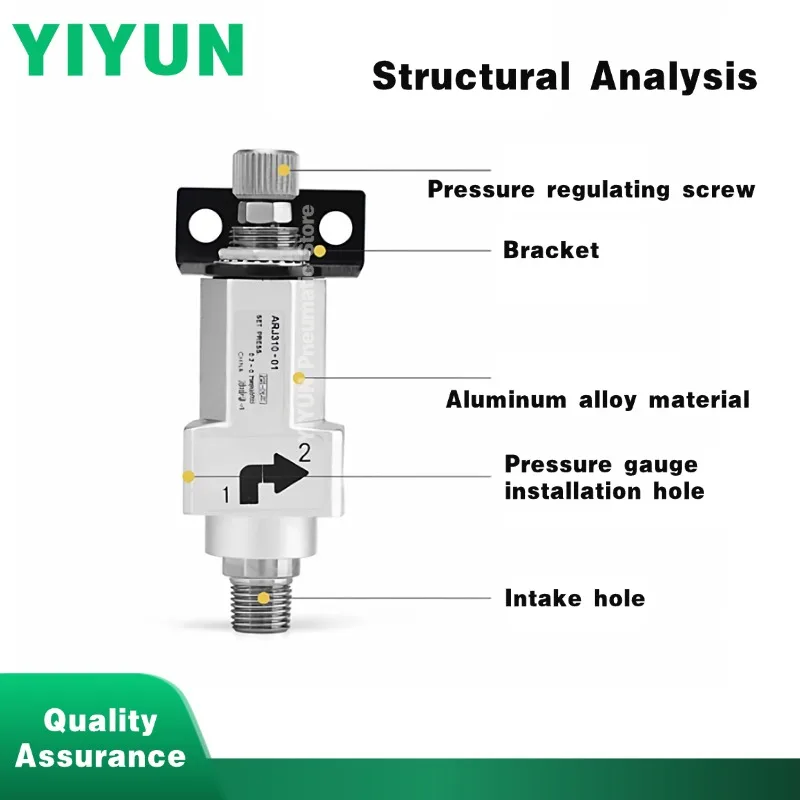 1pc ARJ310-01/01B/01G/01BG Pneumatic Miniature Pressure Reducing Valve ARJ310F-01/01B/01G/01BG-06 YIYUN Store