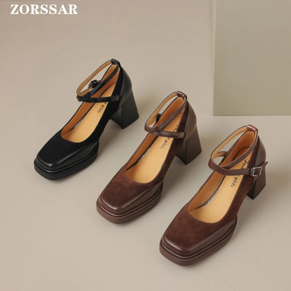 Suede Lolita Shoes Women Japanese Shoes Women Vintage Girls Students Uniform High Heel Platform Shoes Cosplay Plus Size 42