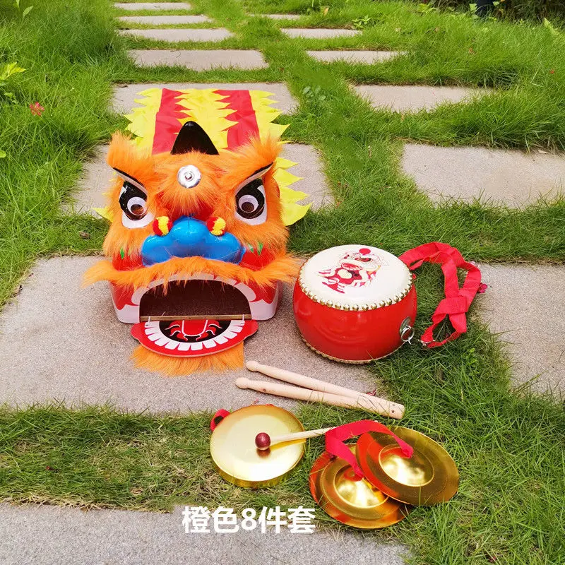 5-9 age kid Lion Dance Costume Drum Gong Cymbals Boy Girl Child Funny Square Party Performance Sport Carnival Stage China