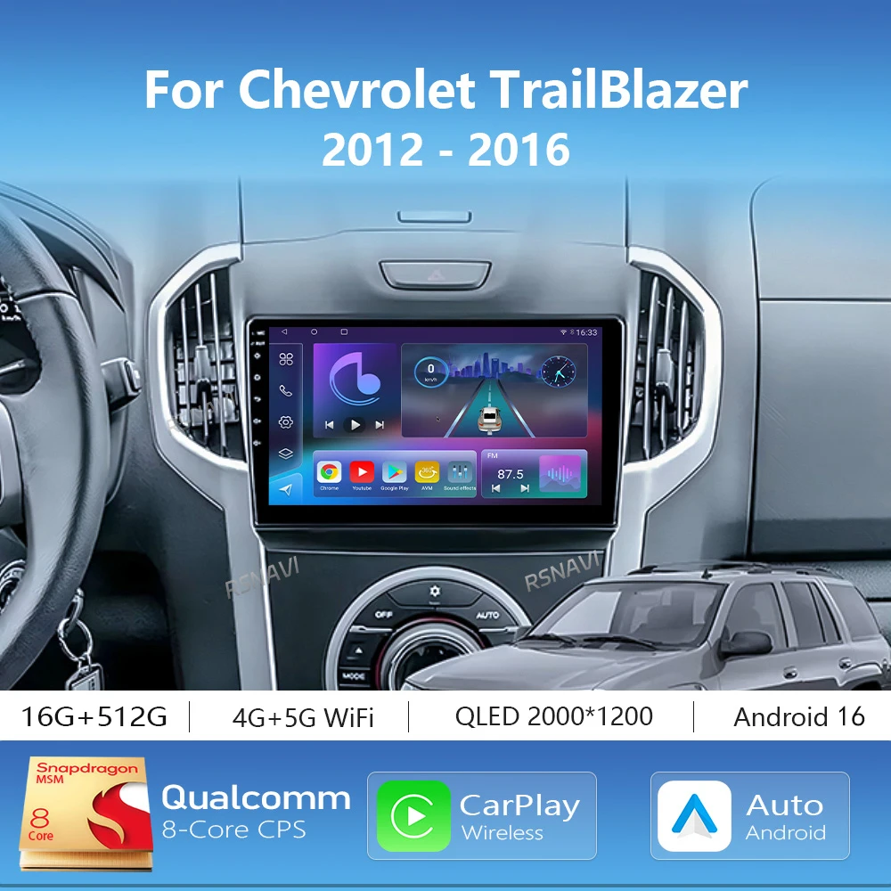 Android 16 Carplay Car Radio Multimedia For Chevrolet TrailBlazer 2012 - 2016 S-10 S10 Colorado For Isuzu D-Max DMAX Stereo 2din