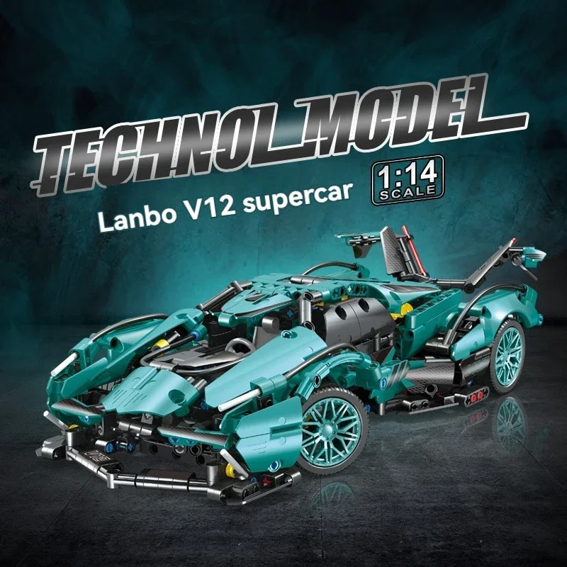 

1:14 Technical 1000pcs City V12 Racing Car Model Building Blocks Supercar MOC Sports Vehicle Bricks Toys For Children Gifts