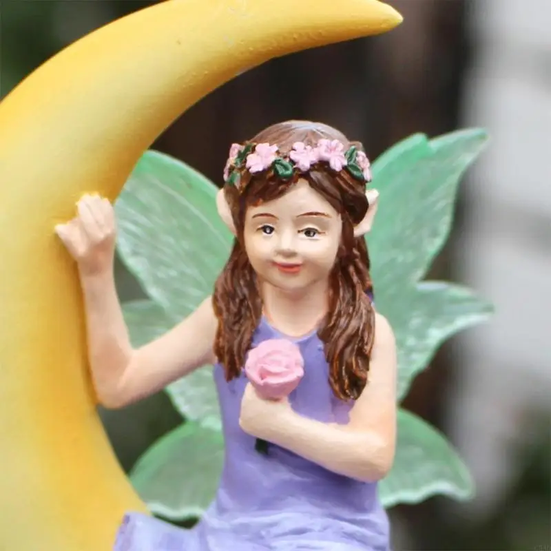 Artistic Garden Sculpture Ornaments Elf Figurine Simulation Statue for Desktop and Outdoor Swing Decoration C5AD