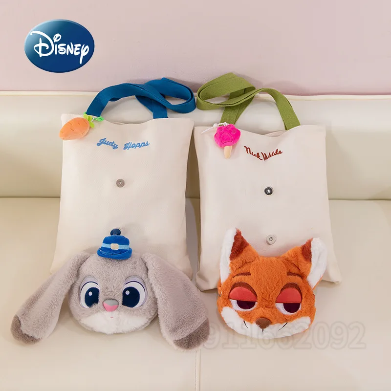 Disney Judy Nick New Women's Handbag Canvas Large Capacity Women's Shoulder Bag Multifunctional Cartoon Fashion Women's Bag