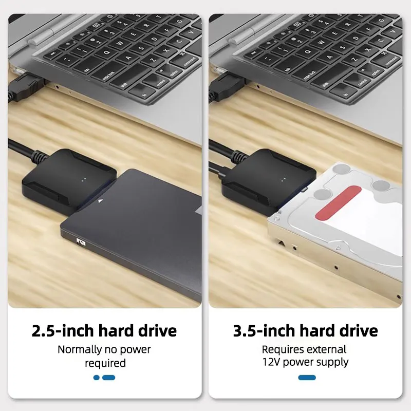 USB 3.0 to SATA III Converter Adapter 2.5/3.5" SSD/HDD Hard Drive Support Power Adapter for PC External Hard Drive Connection image 4