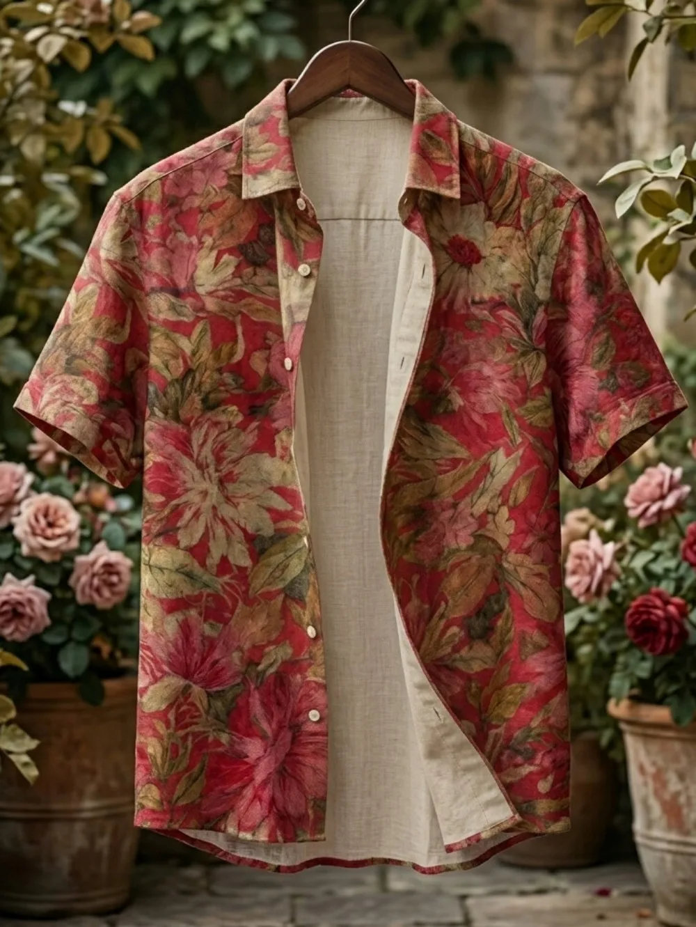 Chemise en lin à manches courtes pour homme, chaque modèle est à motifs différents, possibilité de choisir librement, avec une variété de tailles disponible