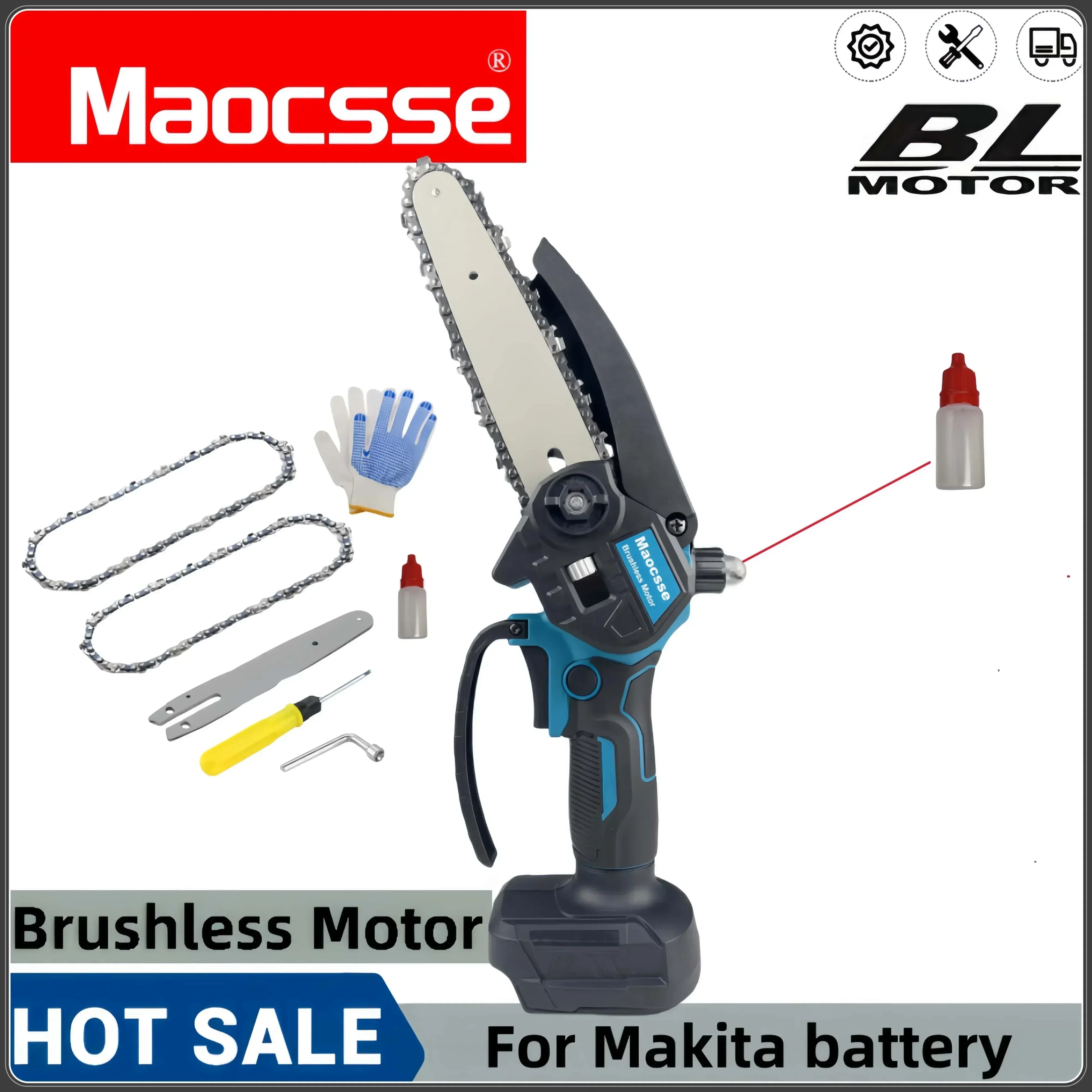 

Makita 18V 6Inch Brushless Electric Saw With Oiler Efficient Cordless Woodworking Garden Logging Saw Tool For Makita Battery