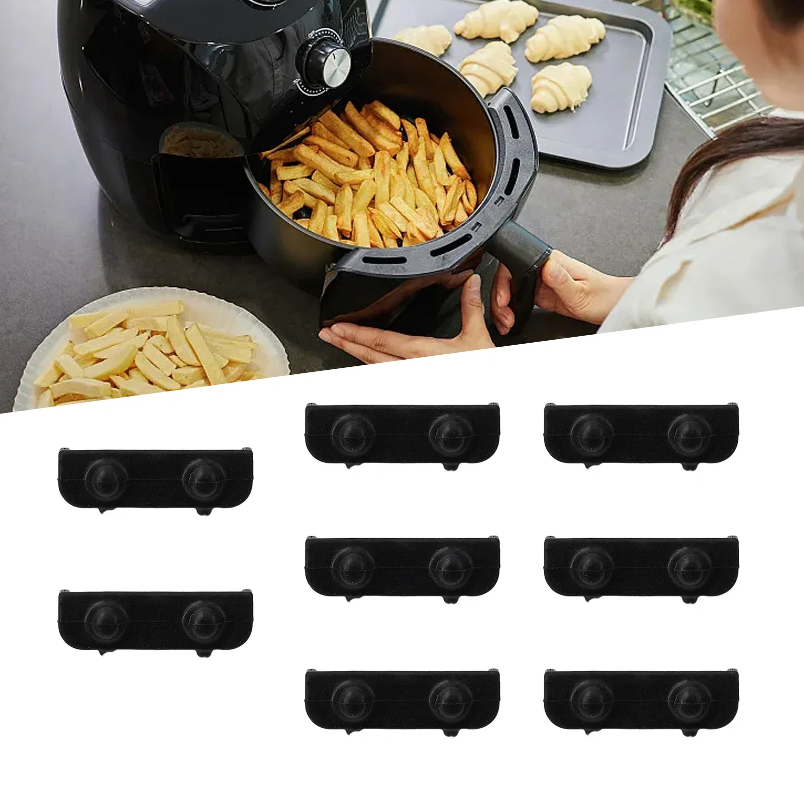 

3/8pcs Air Fryer Rubber Bumpers Silicone Protective Cover Food-Grade High Temperature Resistant Silicone Cover Tray Bumpers Tool