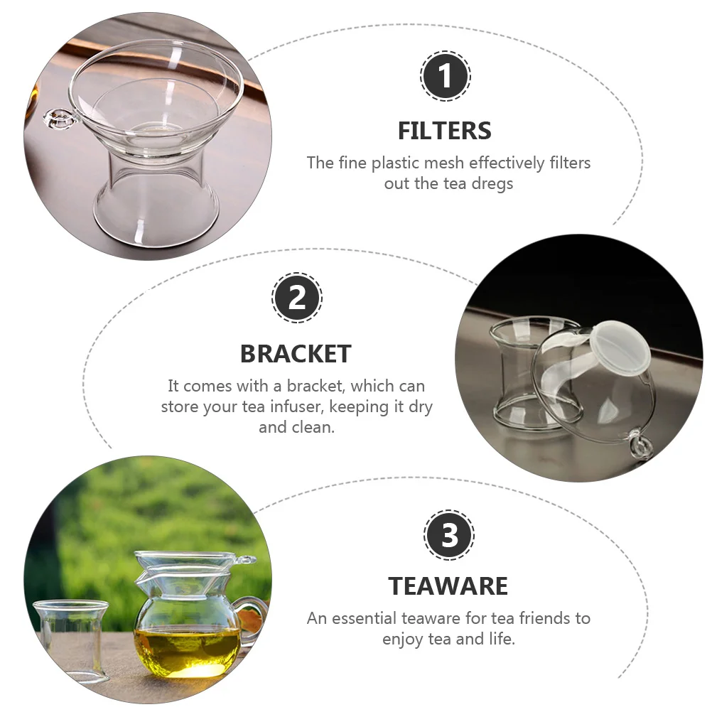 

2Sets Premium Borosilicate Glass Tea Infuser Reusable Strainer Mesh Filter Effective Tea Residue Removal Teapot Accessories