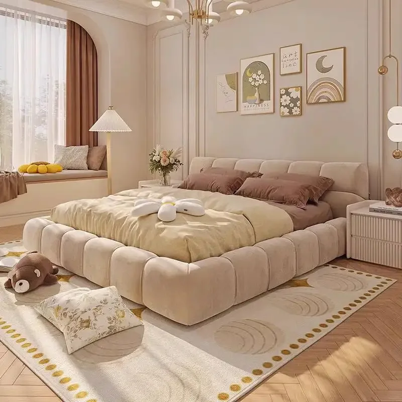 Price Elegant Double Bed Couples Storage Base Floating Modern Double Bed Size Adults Wooden Cama Matrimonial Furniture For Home