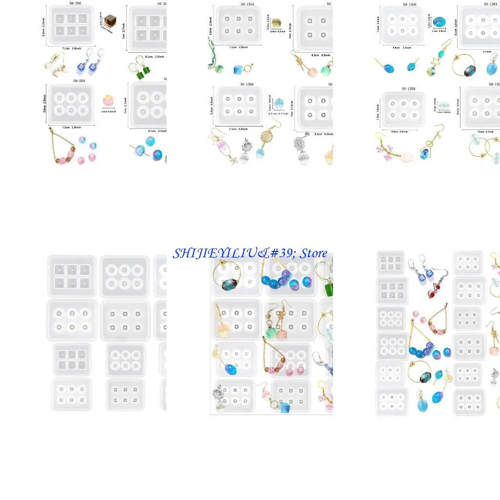 

E21F 12 шт./Набор DIY Кристаллическая эпоксидная смоля Bracelet Bracelet Bracelet Collece Beadered Силиконовая форма