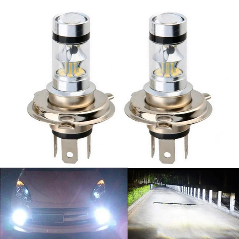 2Pcs H4 H7 High Power Fog Light Automotive LED Bulb Metal Shell High Thermal Conductivity Durable 100W Car  Accessories