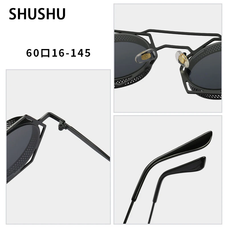 A59 2023 New Trend Men\'s Square Metal Sunglasses Hip Hop Punk Personality Exaggeration Hollow out Male Sunvisors UV400