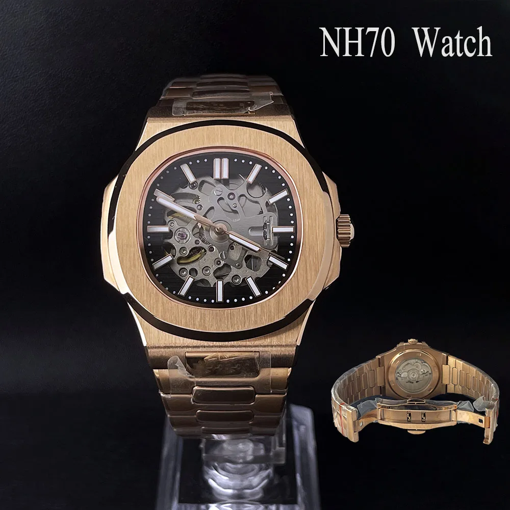 

Часы NH70, мужские часы с полым циферблатом, автоматические механические часы из нержавеющей стали, механизм NH70, сапфировое стекло ﻿