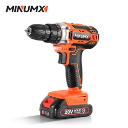 MINUMX 20V Cordless Drill 40N.m 25 Plus 1 Electric Screwdriver Keyless Chuck Two Gear Speed Wireless Power Driver Battery Tools