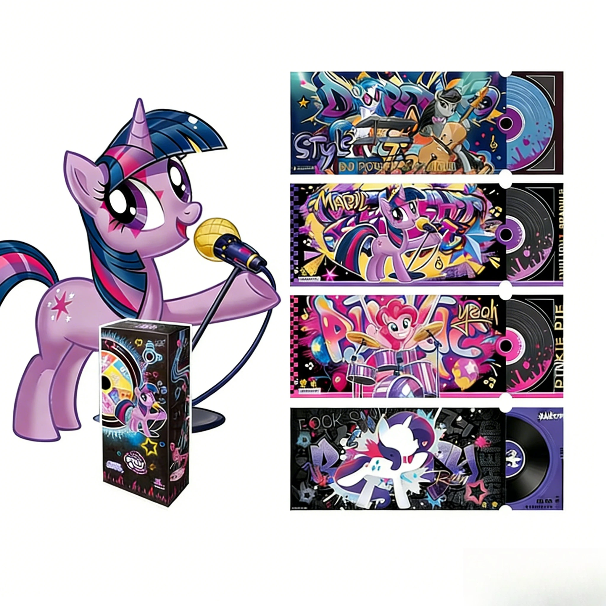 KAYOU  Official My Little Pony Glimmering MLP Collectible Cards Shining Musical Note Stickers Scrapbooking Rainbow Laser Cards