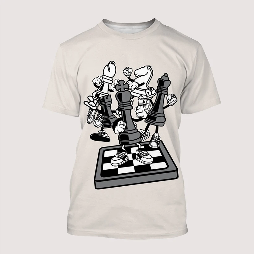 T-Shirt Chess 3D Printed Men And Women Casual Breathable Quick Dry Streetwear Oversized O Collar Short Sleeve Fashion Clothing