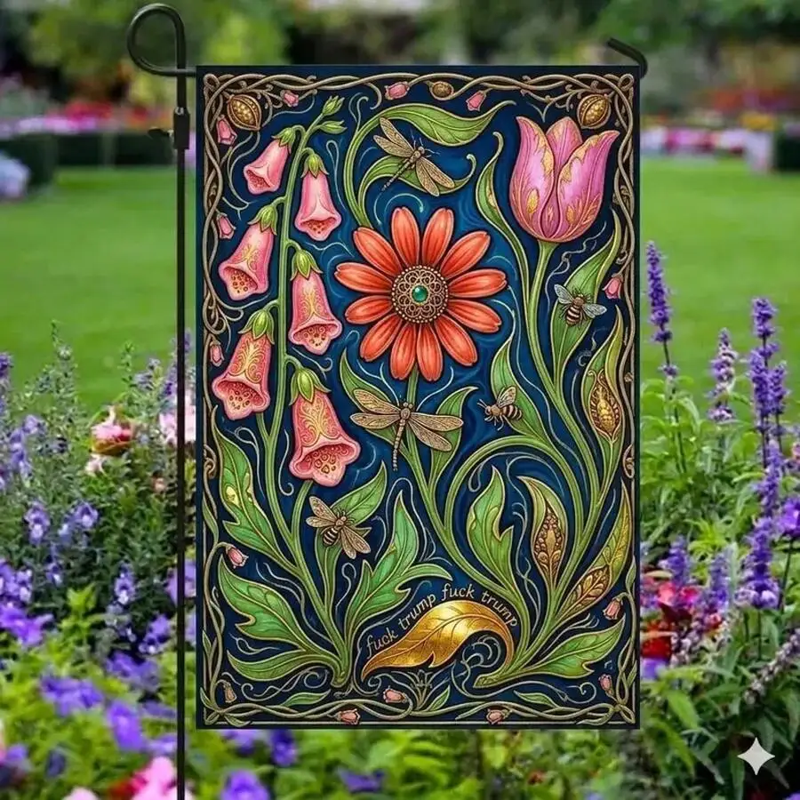 

No Words Subtle Anti- Garden Flag, FDT Garden Flag, Foxglove Daisy Tulip Yard Sign, Gift, Political Signs Flower Market Banner