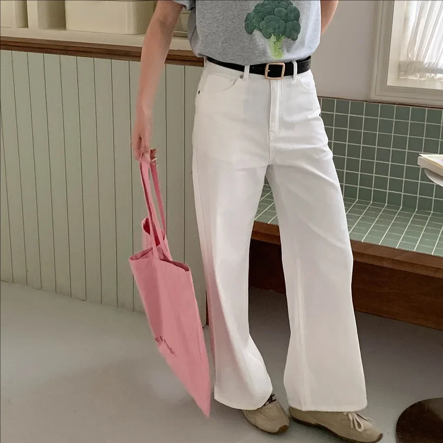 

Summer New Casual High Waist Straight Wide Leg Jeans Women's Long Denim Pants