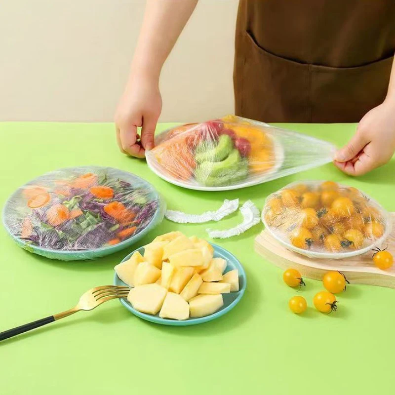 Disposable Colorful Cling Film Cover Food Grade Fresh-Keeping Plastic Bag Dust Elastic Cover Refrigerator Kitchen Accessories