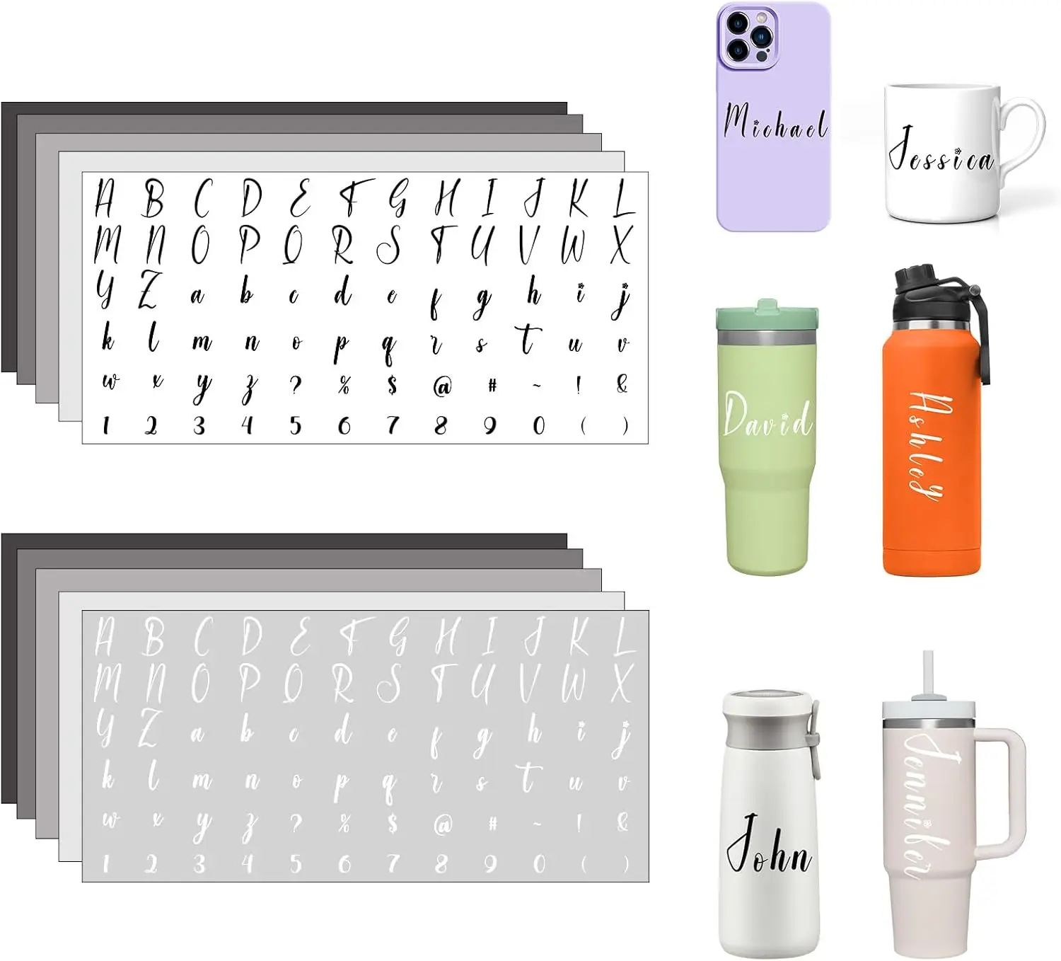 

Персонализированная наклейка с буквами и именем - 10 листов черных водонепроницаемых переводных наклеек | Сделай сам для бутылок с водой, почтовых коробок, кружек и многого другого