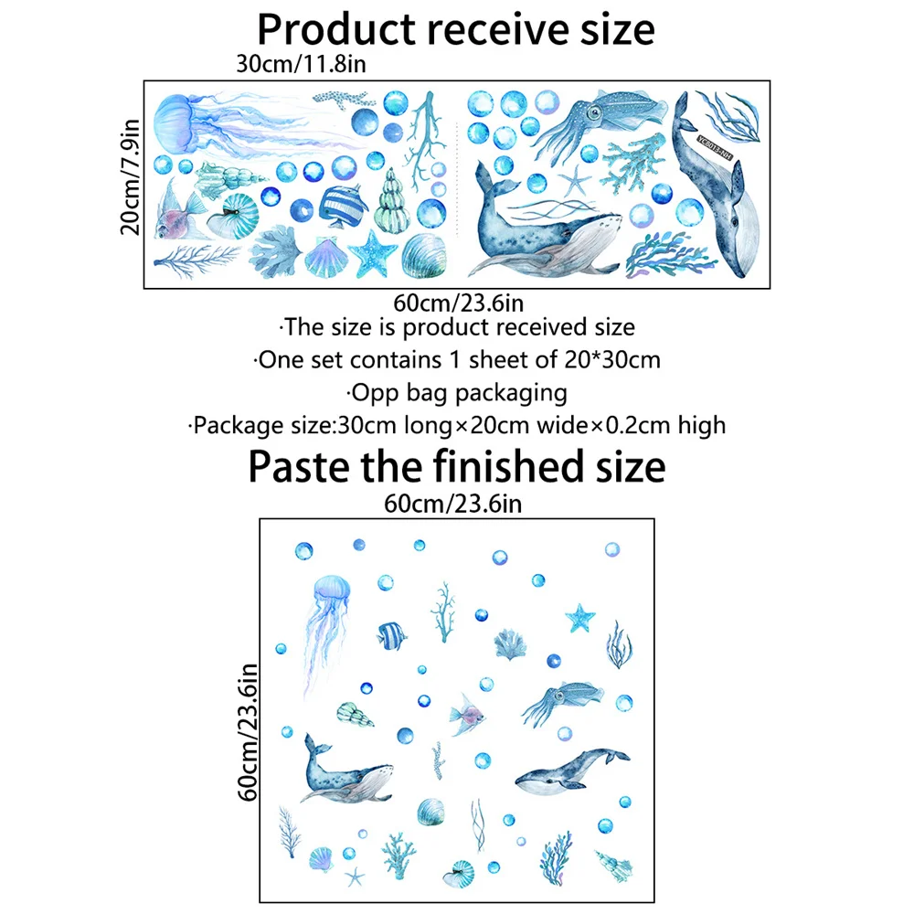 Luminous Stickers Night Light Effect Unique Design Durable Adhesive Charming Safe To Use Creativity Sea Animals Stickers