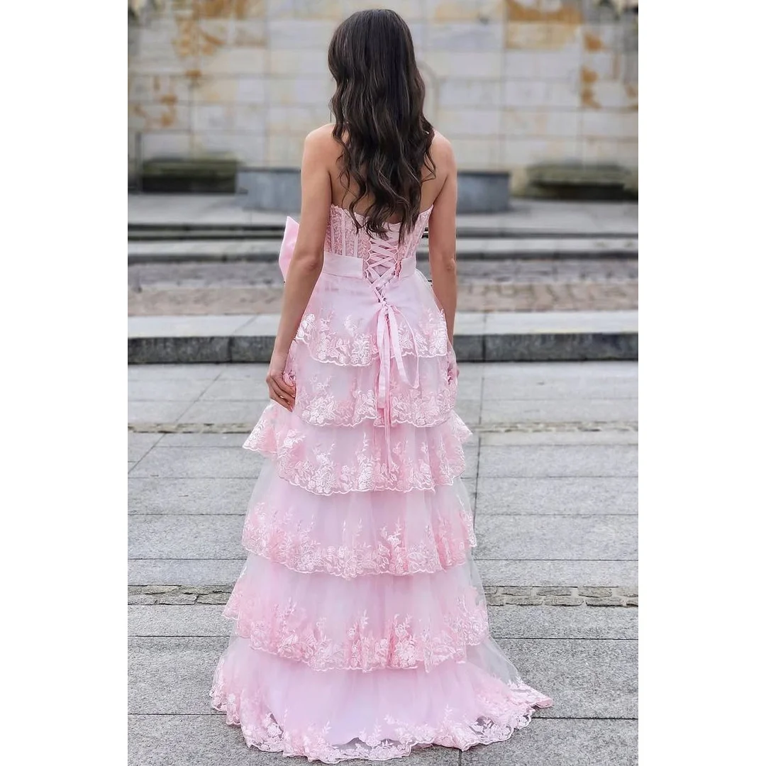 Sleeveless Women's Evening Dresses Wedding Color: Pink Mermaid Multi-layer Luxury Party Dress With Cape Evening 2026 Prom Dress